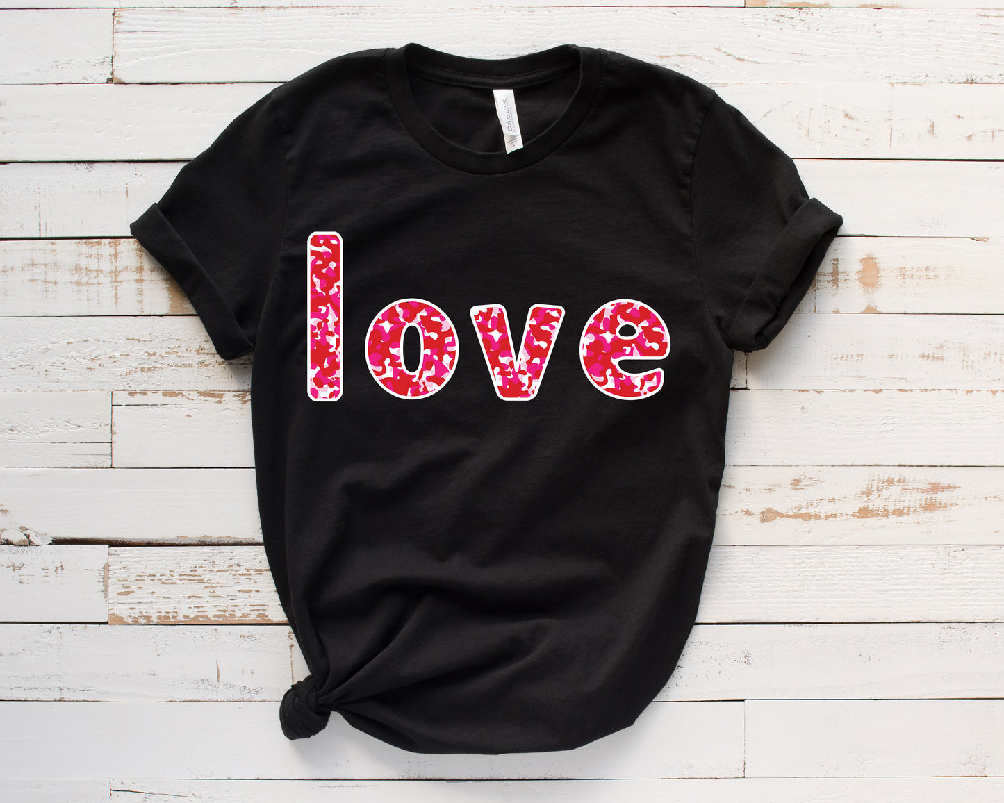 Pink Camo Love Text SVG