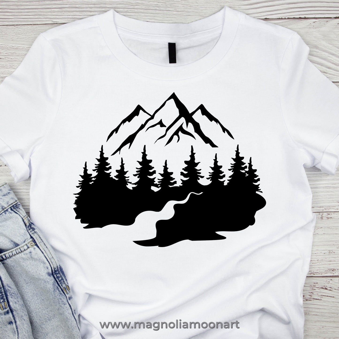 Mountain River Scene SVG