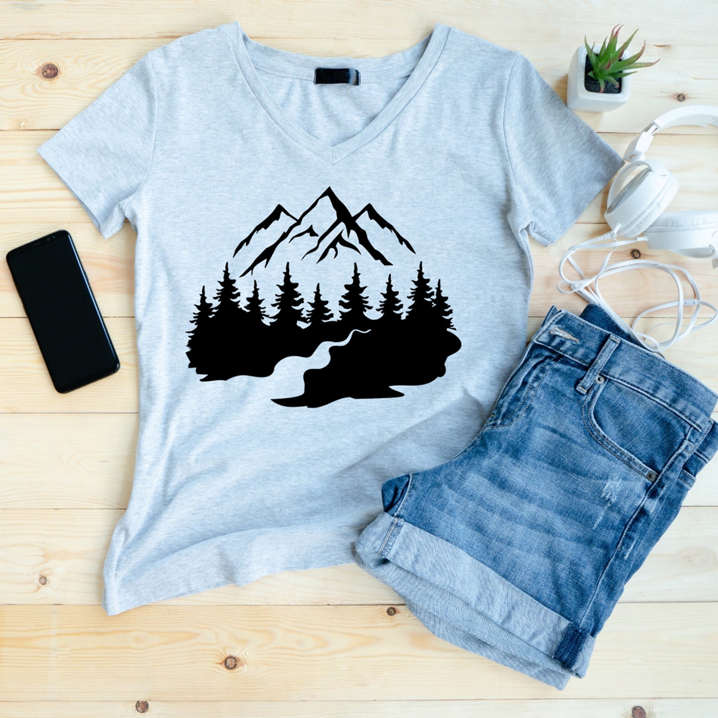 Mountain River Scene SVG