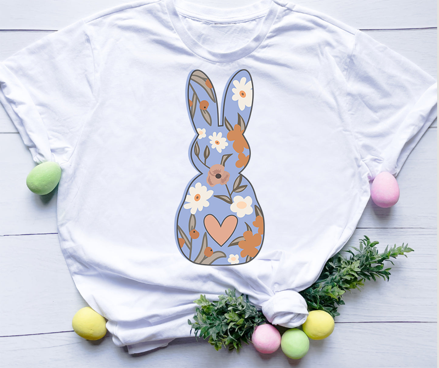 Retro Floral Bunny PNG