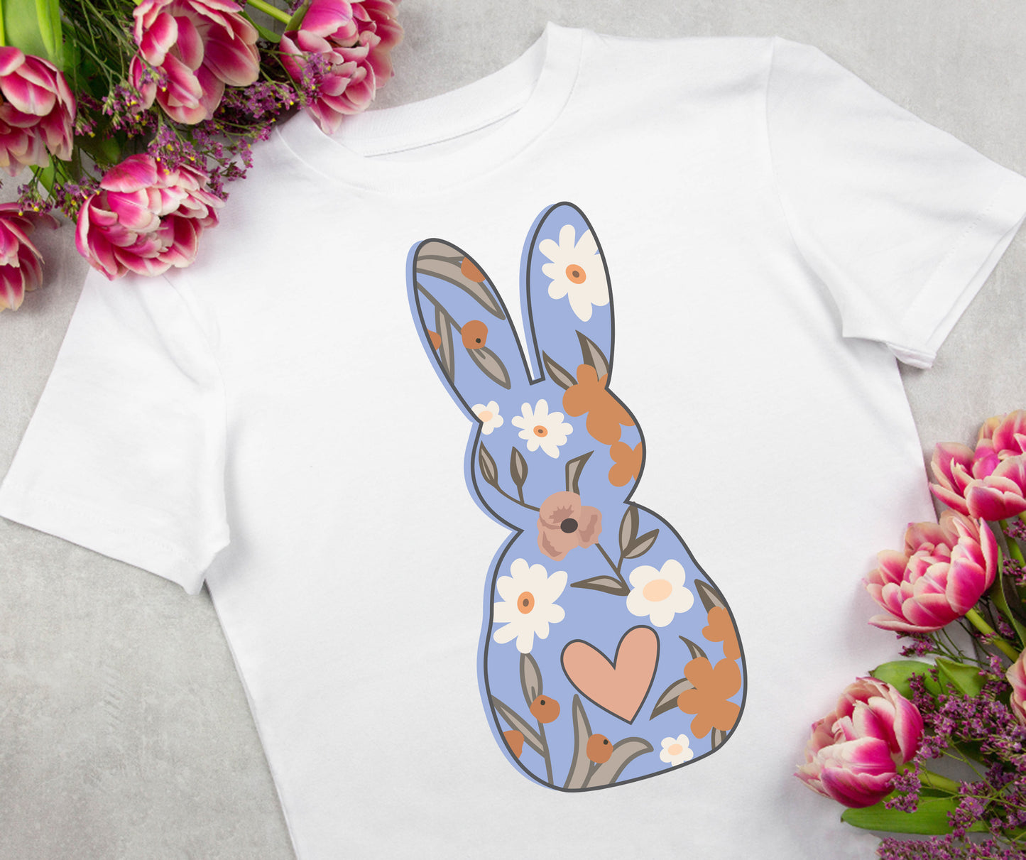 Retro Floral Bunny PNG