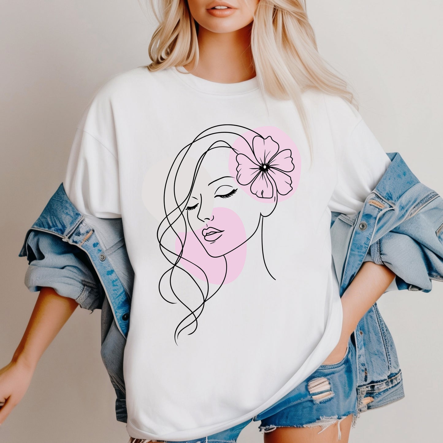 Pretty Girl with Floral Hair SVG