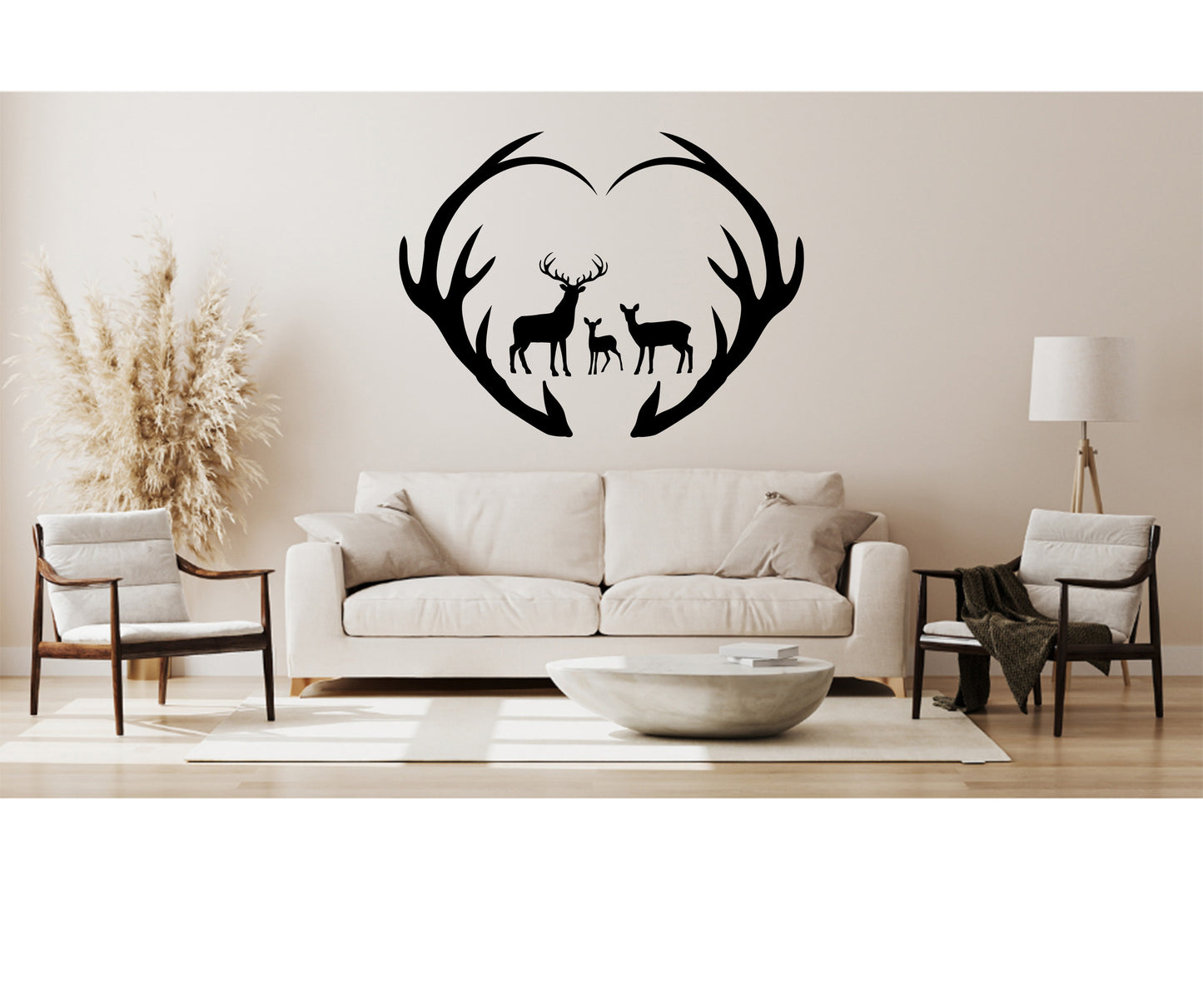 Antlers Heart with Deer Family SVG