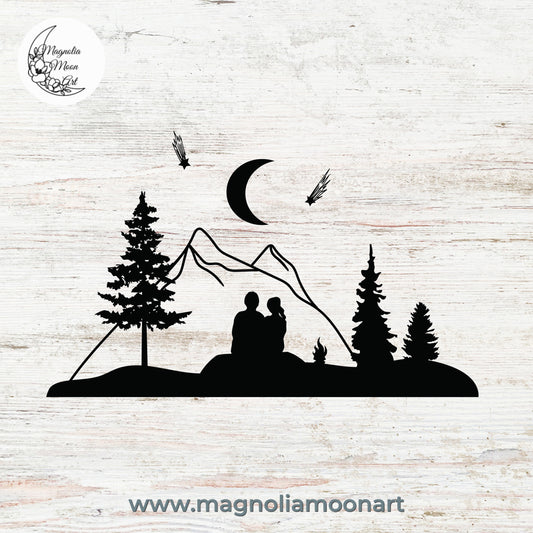 Valentine's Day Couple Camping in the Woods SVG