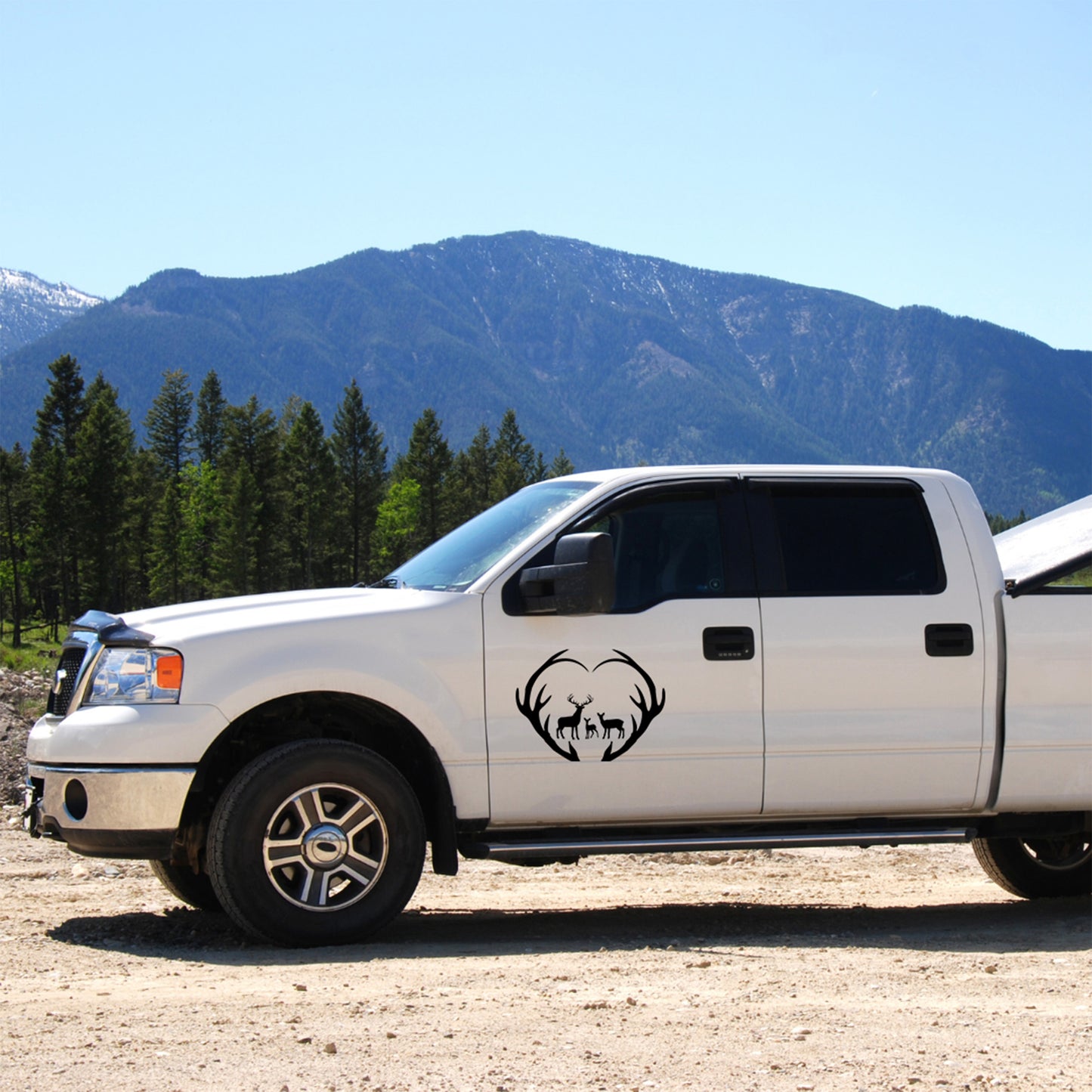 Antlers Heart with Deer Family SVG