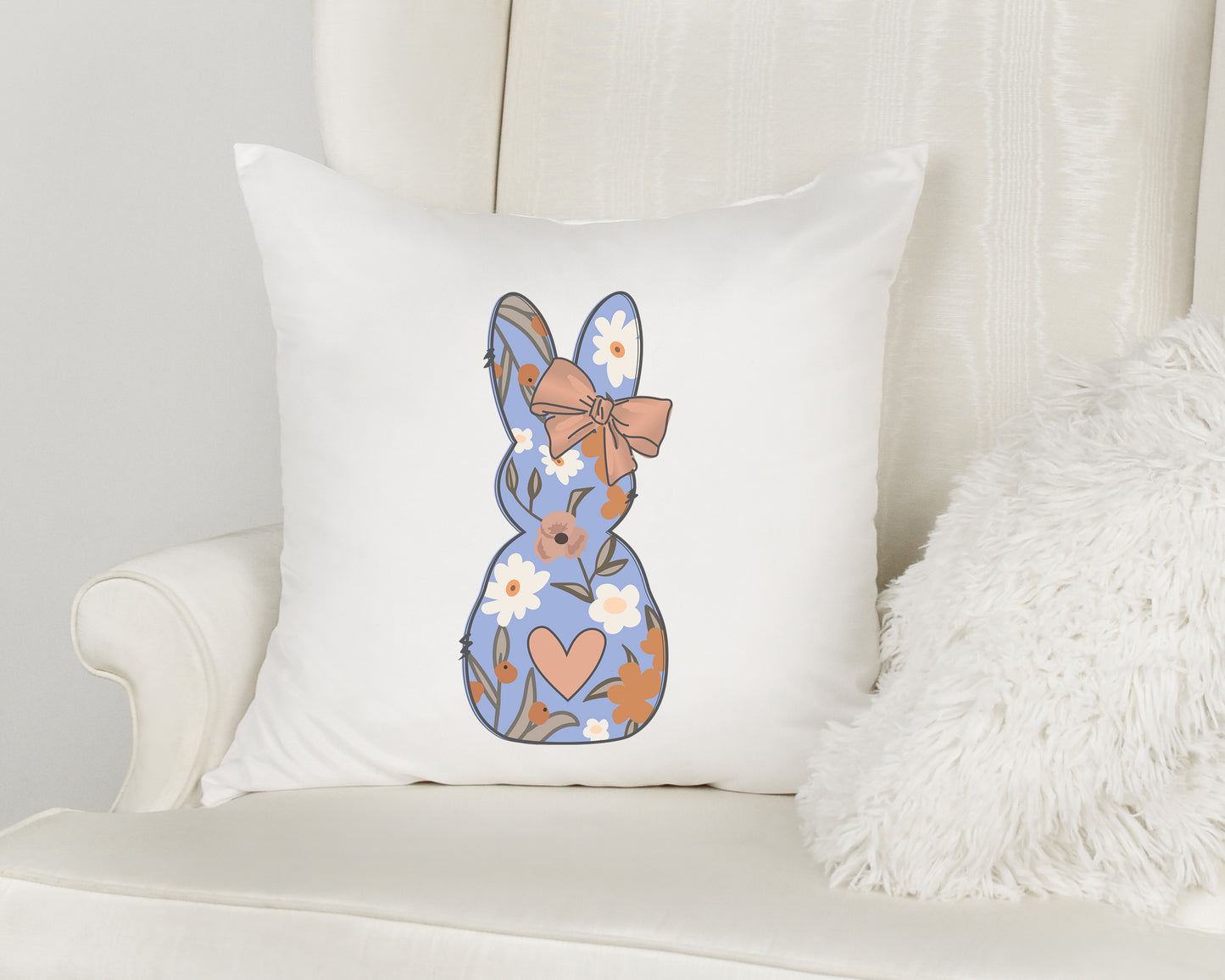 Floral Easter Bunny with a Bow