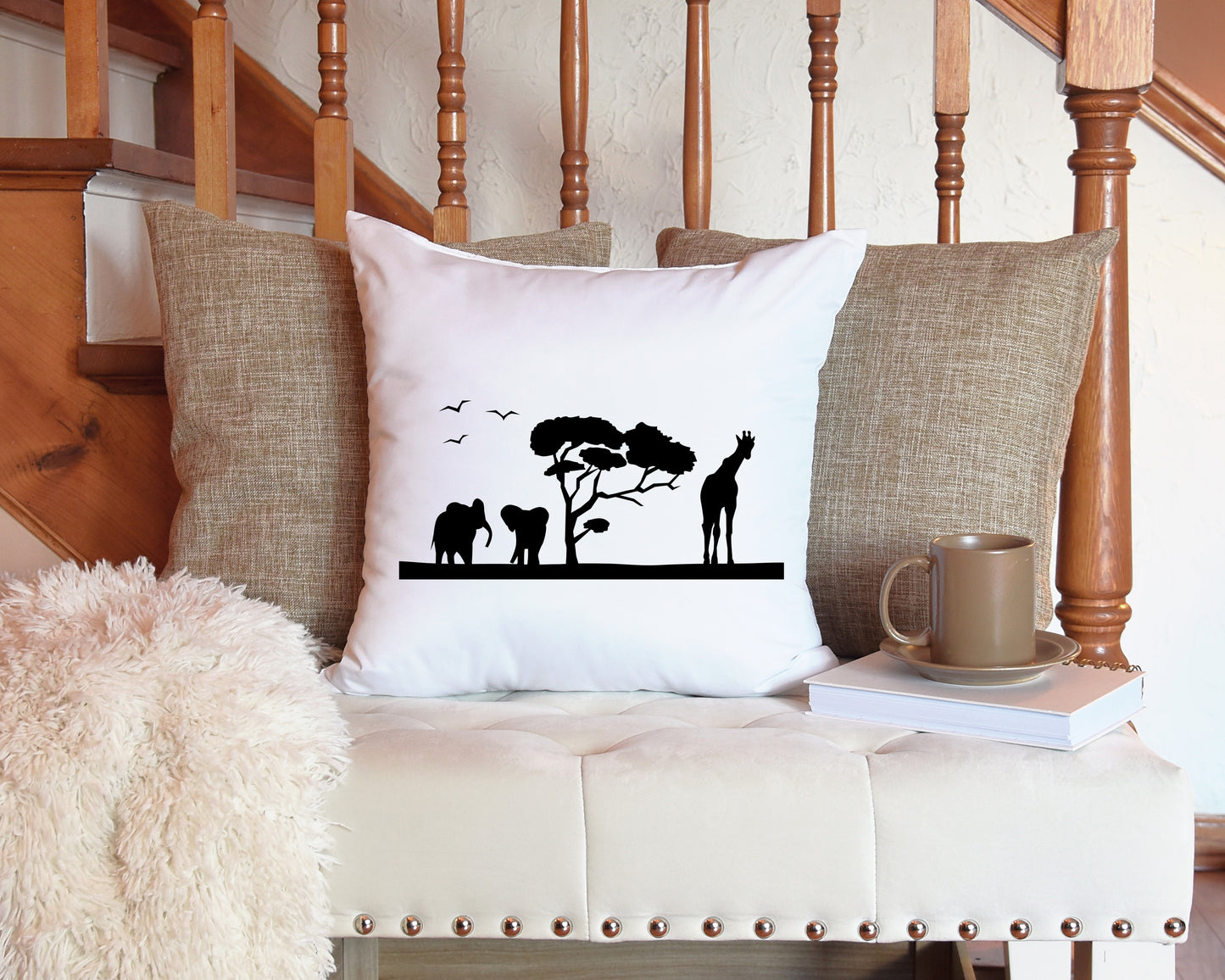 Elephants and a Giraffe SVG