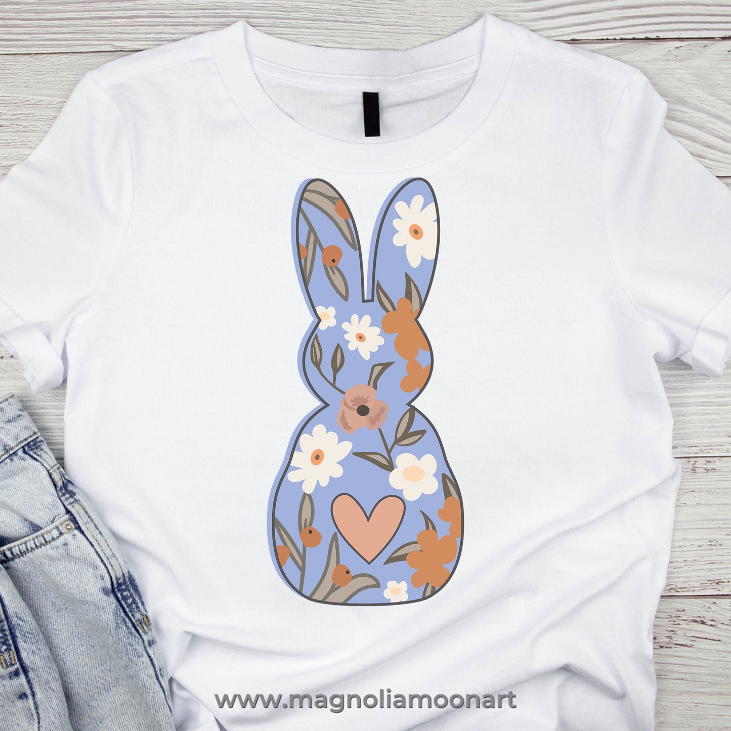 Retro Floral Bunny PNG
