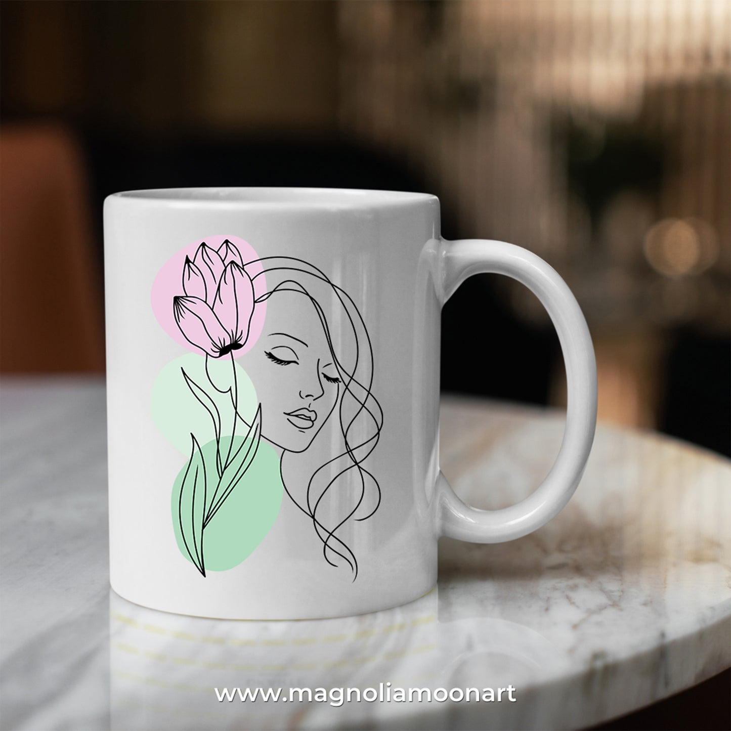 Pretty Woman With Tulip SVG